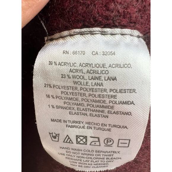 MOTH Anthropologie Wool Blend Morris Open Front Vest Duster Size XS/S wine/grey - Picture 8 of 8